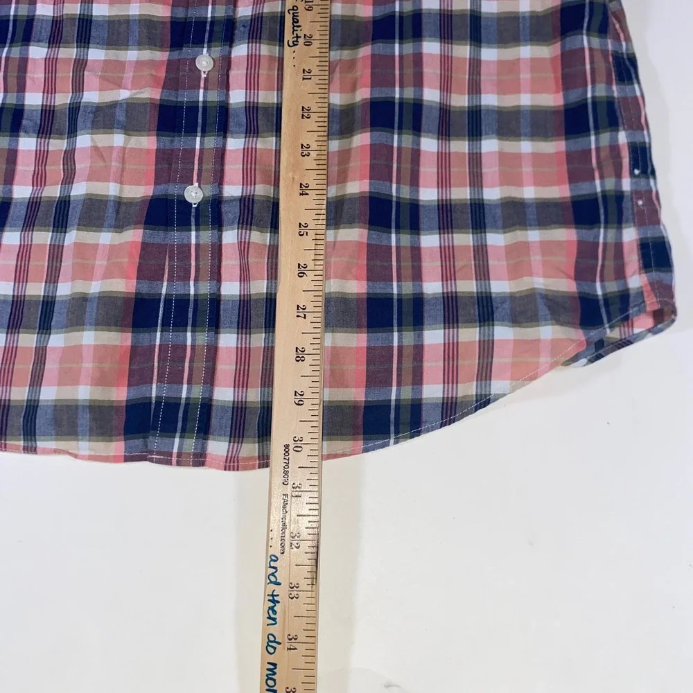 J.Crew Mens Summer Plaid Button Down Shirt Large Multicolor Cotton BB214